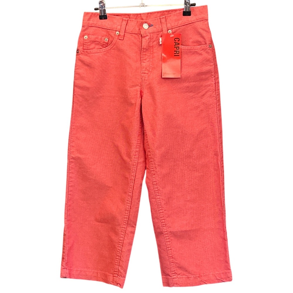 Vintage Levis 577 Nouveau Capri Pants Y2K Retro Coral Pink Lower Rise Loose Fit